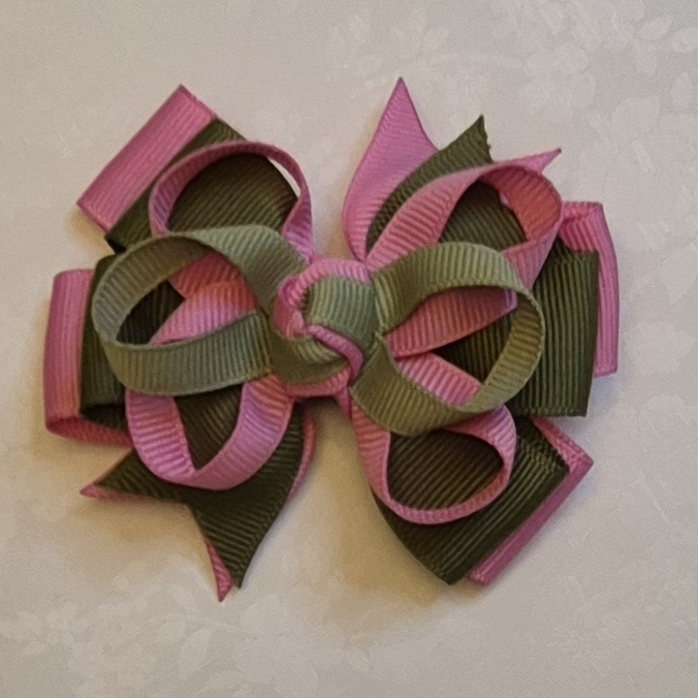 Pink and Green Hair Bow